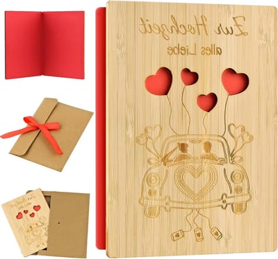 Houten Trouwhuwelijkskaart met Envelop, Mooie Trouwhuwelijkskaarten, Persoonlijke Groetkaarten voor Bruiloften, Unieke Uitnodigingen en Cadeaus