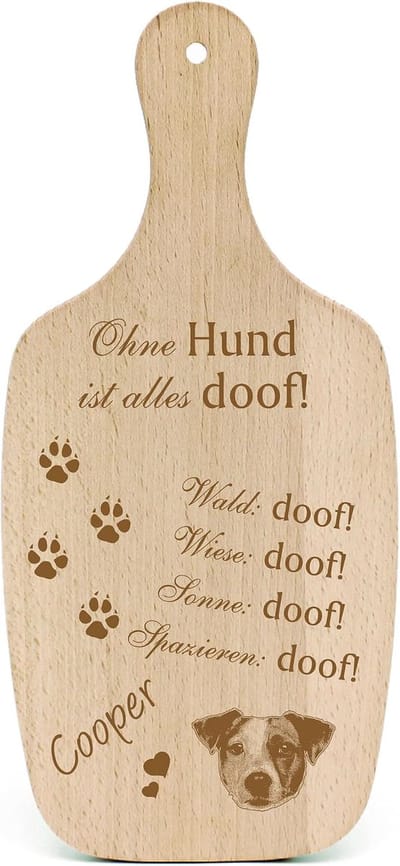 Houten Huisdecoratie - Hondensignaal - Hondenliefhebber Cadeau - Gepersonaliseerd met Naam - 34x15x1 cm - Houtkleur