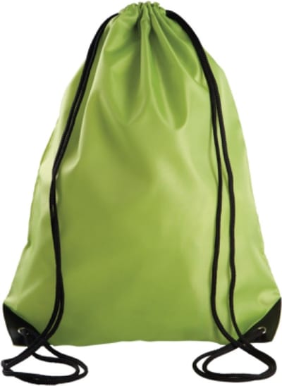 Rugzak/Gymtas/Sporttas/Zwemtas met draagkoordjes KI0104, 34x 44 cm, 13 L, kleur lime Groen