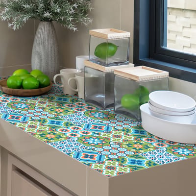 Zelfklevende tegelmuurstickers voor keuken en badkamer - 24 cementtegelstickers voor meubels - 24 stickers 15x15cm