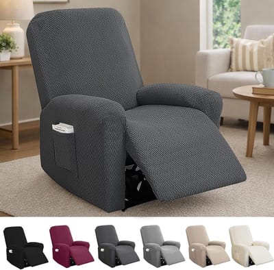 Zwarte Stoelhoes met Zakjes - Bescherming voor Relaxstoelen, Zitzakken en TV Recliners, Rekbare en Duurzame Stoelhoes