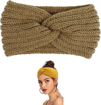 Femur Haarband Dames – Sport Haarband – Warme Haarband – Elastisch – Bandana – Haar Accessoire – Oorwarmers – Alternatief voor een Muts - Winter - Camel