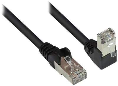 S/FTP CAT6 Gigabit netwerkkabel haaks/recht / zwart - 0,25 meter