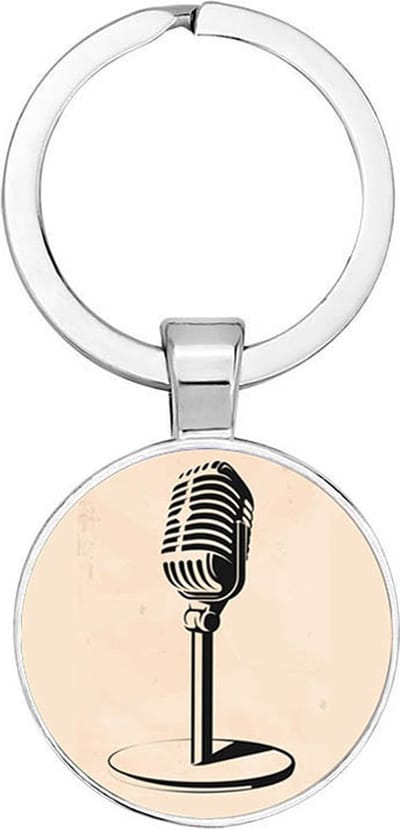 Akyol - oude Microfoon Sleutelhanger - microfoon - muziek liefhebbers - leuk kado voor iemand die van zingen houd - verjaardagscadeau - gift - geschenk - 2,5 x 2,5 CM