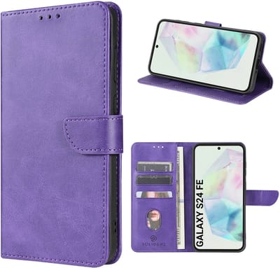 Multimedia & Accessoires PU Lederen Book Case Hoesje voor Samsung Galaxy S24 FE – Paars - Portemonnee – Met Stand – Kaarthouder – Pasjes Houder – Magneet Sluiting – Bookcase