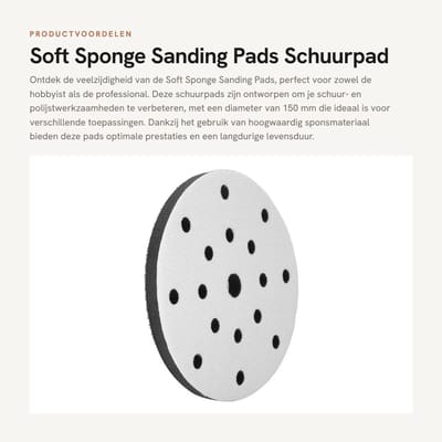 Dailygoods- Schuurpad Zachte Spons - 150mm Diameter - 11,5mm Dikte - 6/9/15/17 Gaten - Antivibratie - Geluidsreductie - Eenvoudig te installeren - Polijstpad