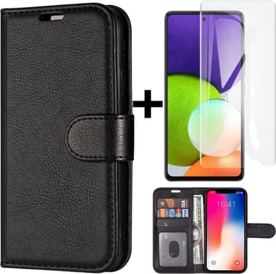 Rico Vitello L Wallet case Geschikt voor Samsung Galaxy A20 + Gratis screenprotector kleur Zwart