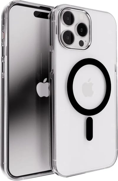 Coverzs Clear Metallic silicone hoesje geschikt voor iPhone 13 Pro Max - Magneet hoesje - schock proof telefoonhoesje - TPU backcover met magneetring - Zwart