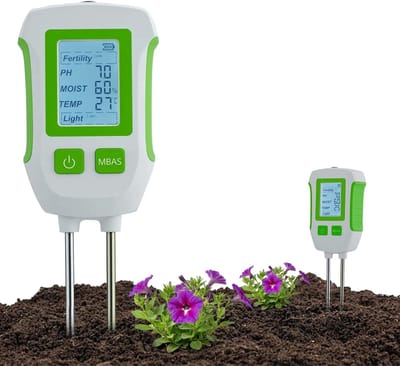 Digitale 5-in-1 Bodemvochtmeter voor PH, Voeding, Vochtigheid, Temperatuur en Licht met LCD-scherm voor Tuin en Boerderij