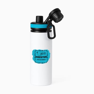 Hacebo® - liefste meester van de wereld waterfles met draaidop blauw - Meester - de liefste meester - verjaardag - cadeautje voor meester - meester artikelen - kado - geschenk - water fles - 850ML