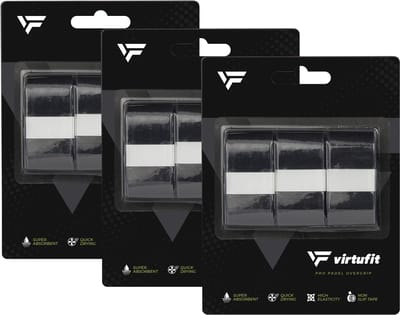 VirtuFit Pro Padel Overgrip - Zwart - Set van 9 - Vochtabsorberend PU-materiaal