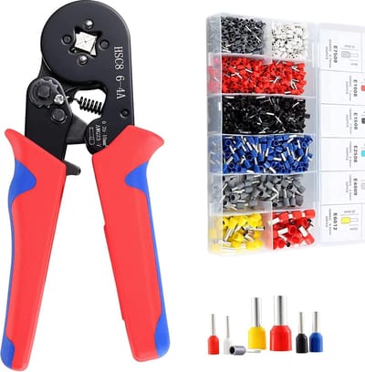 Adereindhulstang incl. 1200 adereindhulzen - Krimptang - Kabelschoentang - Voor 0.25-10mm² Draden - Professionele Kwaliteit