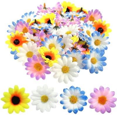 Allecto - Kunstbloemen - Decoratie - 100 stuks - Madeliefjes - Voor bruiloften en feesten - 4 kleuren - Ideaal voor creatief gebruik