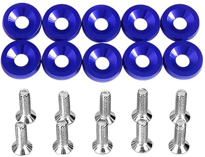 Dailygoods- Spatbordschijf 10 stuks - Geanodiseerde Aluminium - M6 - Buitendiameter 19 mm - Universeel - Robuuste Kwaliteit - Bumperschijf