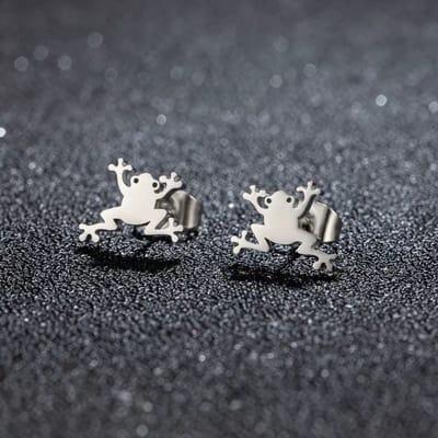 WeLoveSilver - chirurgisch staal oorstekers - kikker - zilverkleurig