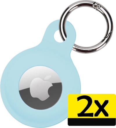 Hoesje Geschikt voor Apple AirTag Hoesje Sleutelhanger Houder - Siliconen Hoesje Geschikt voor Apple AirTag Hoesje - Lichtblauw - 2 Stuks
