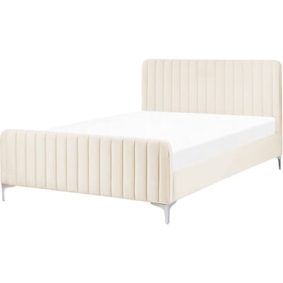 LUNAN - Tweepersoonsbed - Lichtbeige - 140 x 200 cm - Fluweel