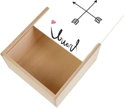 Houten Opbergdoos - Decoratieve Kist - Sieraden Opbergen - Met Unieke Print - 11 x 11 x 3.5 cm
