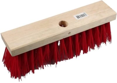 Benson Straatbezem - 29 cm - veerkrachtige rode kunstvezel haren - ideaal bij nat weer - zonder steel