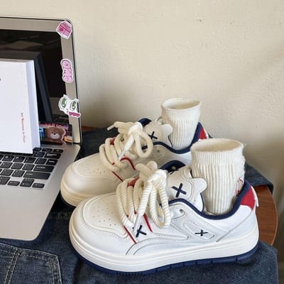 Chaussures à grosse tête à semelles épaisses pour enfants, printemps et automne, nouvelles, tendance Ins, à semelles épaisses, polyvalentes, décontractées, petites chaussures blanches 40 bleu