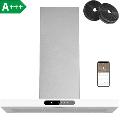 CIARRA CBCW9102-OW 90cm Afzuigkap Wit/RVS - inclusief set koolstoffilters – 650m3 – DC motor energieklasse A+++ - WiFi