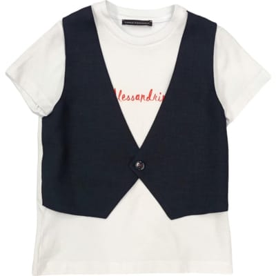 Daniele Alessandrini - Wit T-shirt met blauw vest 1296M00073