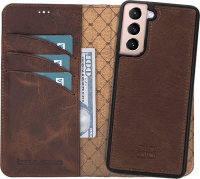 Bouletta geschikt voor Samsung Galaxy S23 leer uitneembare BookCase hoesje - Antic Coffee