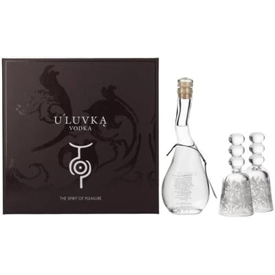 U'Luvka Vodka 40% Vol. 0,1l in geschenkverpakking met 2 Bril