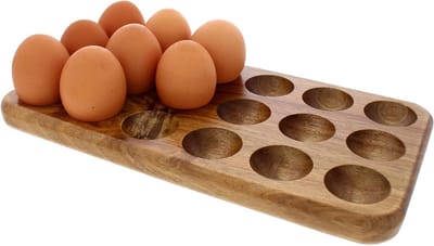 Eierbak Hout - Eierhouder Opslag - Keuken Organiseren - Rustieke Uitstraling - 18 Eieren - Bruin