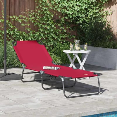 vidaXL - Opvouwbare - zonnebed - Rood - 188 - x - 57 - x - 86,5 - cm - Polyester