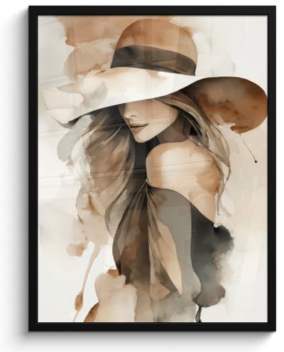 Poster in lijst - Fotolijst 60x80 cm - Posters - Mysterieus - Vrouw - Sepia - Posterlijst zwart - Decoratie - Wanddecoratie woonkamer - Muurdecoratie slaapkamer