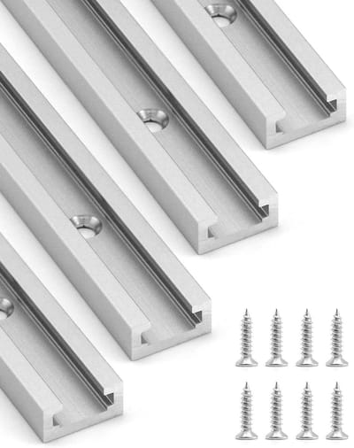 4 Pack T-Rail Aluminium Extrusie 300mm, Dubbel Gesneden Ontwerp voor T-Bouten, Klemmen en Glijdende Blokken, Ideaal voor Bouwprojecten en DIY Klussen