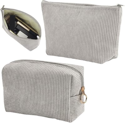 Set van 2 Grijze Cosmetica Tassen voor het Opbergen en Vervoeren van Schoonheidsproducten en Make-up Accessoires