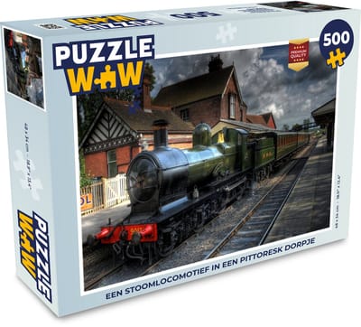 Puzzel Een stoomlocomotief in een pittoresk dorpje - Legpuzzel - Puzzel 500 stukjes