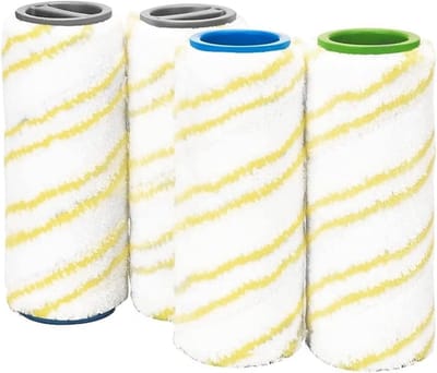 Vloerreiniger Rollen - Vervangende Rollen - Vloeren Schoonmaken - Hoogwaardige Materialen - 4 Stuks - Geel Grijs