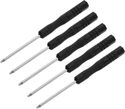 Korte Torx Schroevendraaier T5 met Antislip Grip - Ideaal voor Brillen, Horloges en Elektronica, Set van 5 Stuks