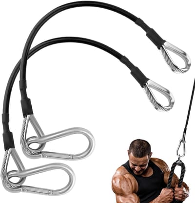 Dailygoods - 2 stuks sportkabelverlenging met karabijnhaken, 10 inch fitnesstouwbevestigingen voor zwaar gebruik, vervangende kabels, compatibel met Bowflex Home Gym Accessoires, triceps pull-down kabel voor