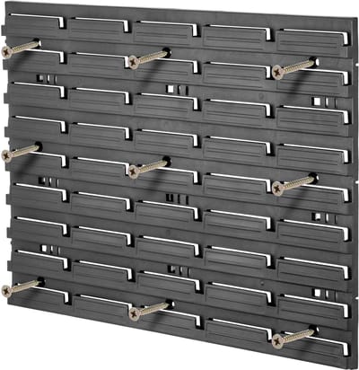 KADAX Gereedschapswandrek, 156 x 78 cm, werkplaatswandrek, werkplaatsrek voor garage, gereedschapswandset, opslagsysteem met opbergkasten, uitbreidbare wandplaten (rood en zwart, 101-delig)