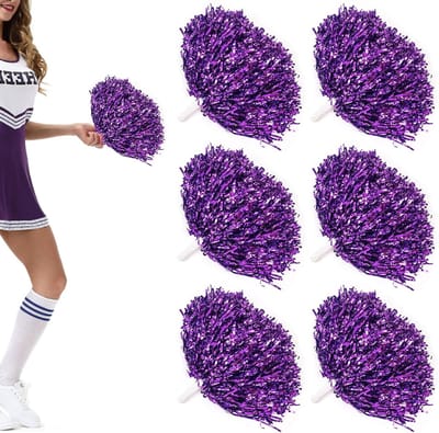 Kleurige Cheerleader Poms voor Sportteams - Set van 6 Metalen Pompons voor Cheerleading en Evenementen