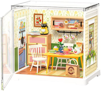 Rolife 3D Puzzle Floral Dining Room DIY Miniature House DWS06B Scale 1:26 76 pieces Assembly time 30min