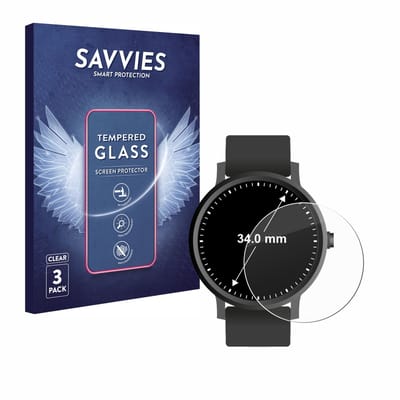 Savvies - Glas Screenprotector voor Ronde Displays (ø: 34 mm) - Gehard Beschermglas 9H 3 Stuks