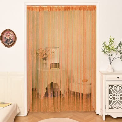 Vliegengordijn lamellen-vliegengordijn linten-Rechte gordijnroede, afgewerkt product - Gordijn met koorden voor woonkamer, studeerkamer, deurdecoratie - Scheidingsgordijn - Oranje - 90x110cm