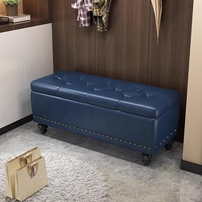 Moderne Poef - Zitbank Voetenbank - Extra Zitplaats - Met Deksel - 100x40x43cm - Bruin