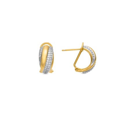 Luxenter Oorbellen van 925 sterling zilver en schitterende zirkonia met 18-karaats geelgoud afwerking - Musi