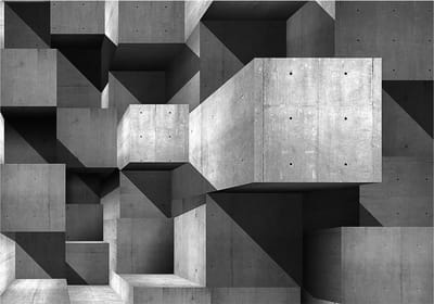 Fotobehangkoning - Behang - Vliesbehang - Fotobehang Betonnen 3D Muur - Concrete skyscrapers - 400 x 280 cm