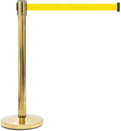 GJ Floors - Afzetpaal met trekband | Messing - Geel - Hoogte: 92 cm - Lengte: 200 cm - Steel diameter: 5,1 cm