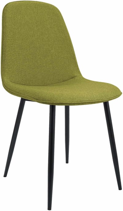 CLP Maryam Eetkamerstoel - klassiek - met rugleuning - zwart metalen frame - belastbaar tot 150 kg - Stof/groen