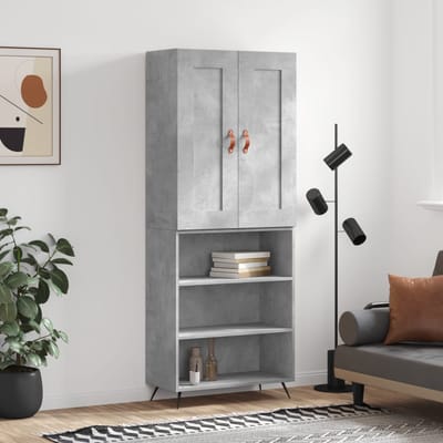vidaXL - Hoge - kast - 69,5x34x180 - cm - bewerkt - hout - betongrijs