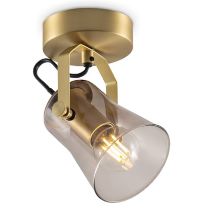 Home Sweet Home - Industriële Plafondspots - Messing - Met E14 Fitting - Metaal en Glas Spotlights - 9 x 10 x 18.5cm - Voor woonkamer en slaapkamer