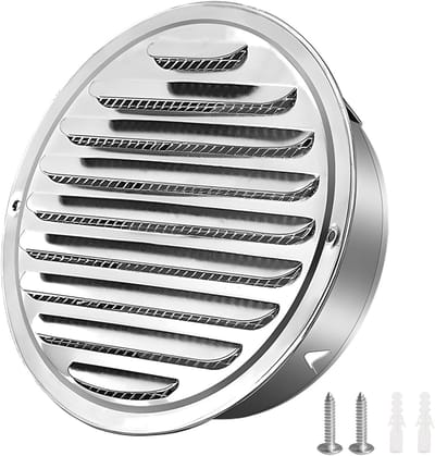 Ventilatierooster 100 mm Rvs Met Insectenbescherming Voor Garage, Keuken, Kast